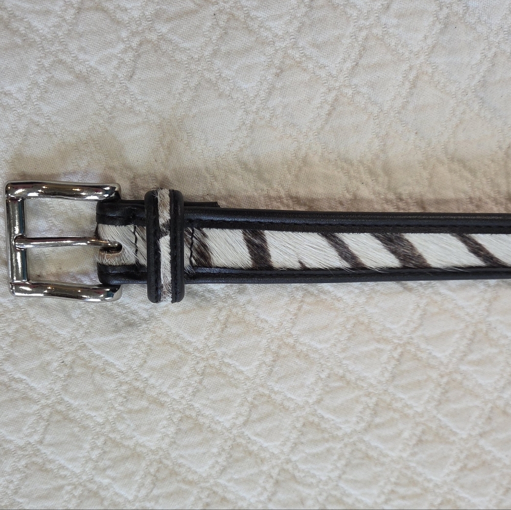 Amanda Smith Zebra Print Calf Hair Thin Belt - Picture 7 of 9